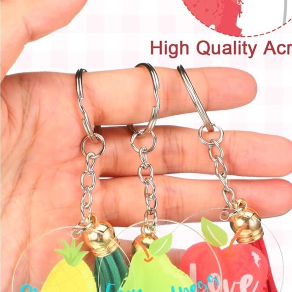 2/$30 Keychain Acrylic Pear Fruits of Spirit Key Ring‎ Employee Gift New - Picture 3 of 4